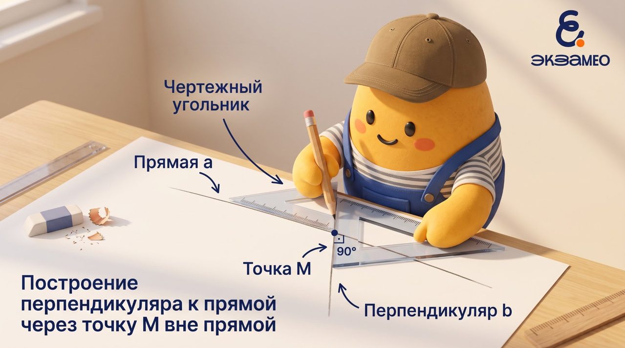 Картошка рисует перпендикуляр к прямой