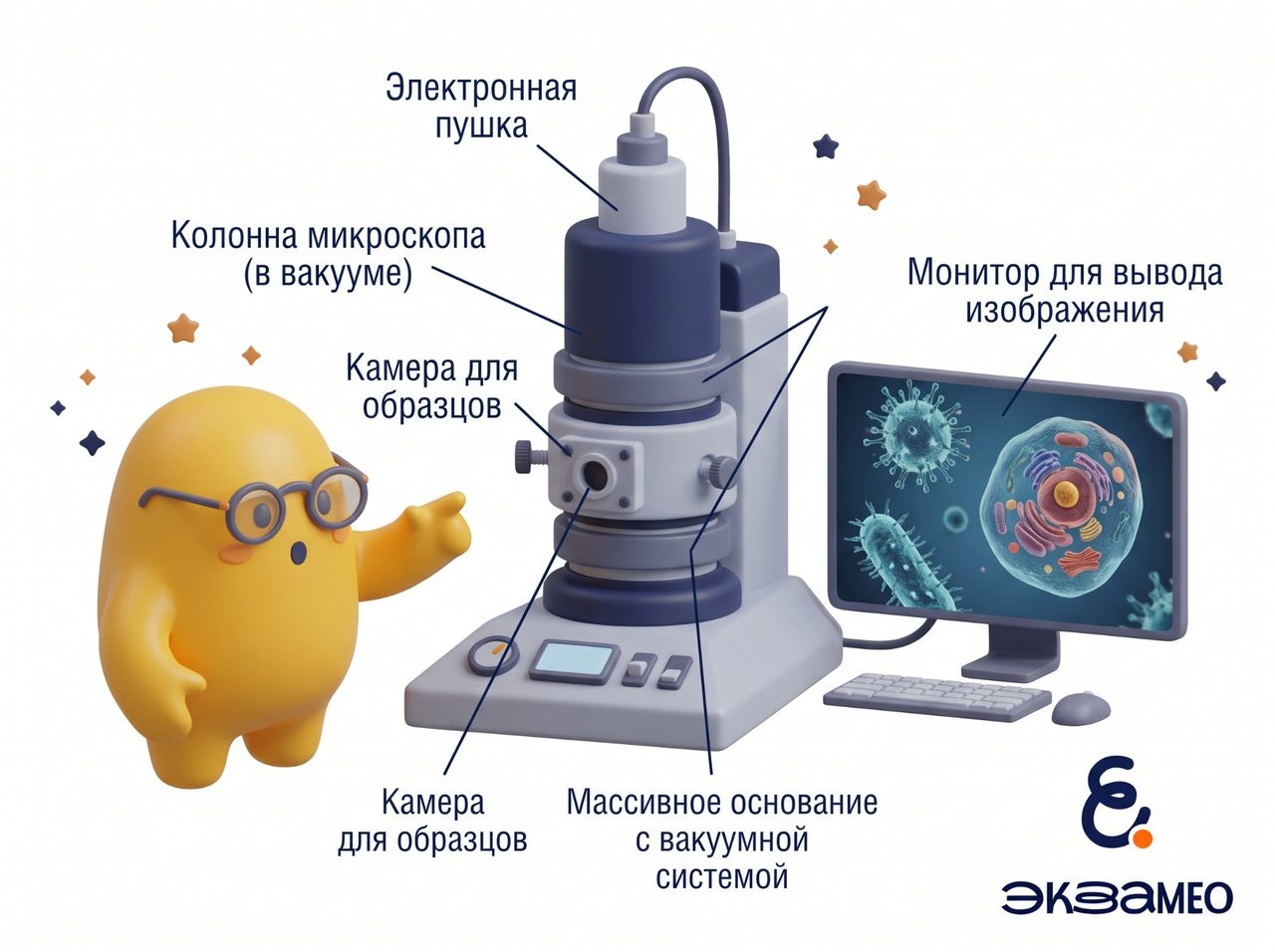 Схема электронного микроскопа
