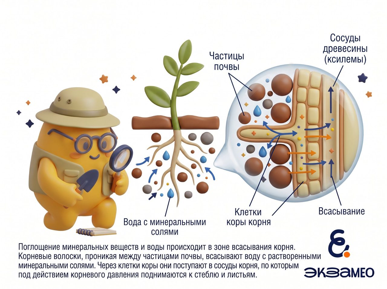 Схема поглощения минеральных веществ корнем